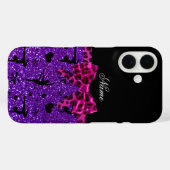 Aangepaste naam paarse glittergymnastiek roze boog Case-Mate iPhone case (Achterkant (horizontaal))