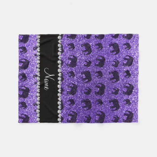 Aangepaste naam paarse glitterolifanten fleece deken (Voorkant (Horizontaal))