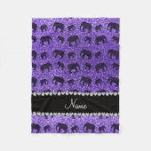 Aangepaste naam paarse glitterolifanten fleece deken (Voorkant)