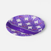 Aangepaste naam paarse glitterpenselen en tand papieren bordje (Gekanteld)