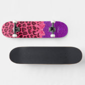 Aangepaste naam paarse glitterroze leopleboog skateboard (Horizontaal)