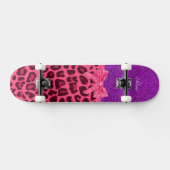 Aangepaste naam paarse glitterroze leopleboog skateboard (Horizontaal)