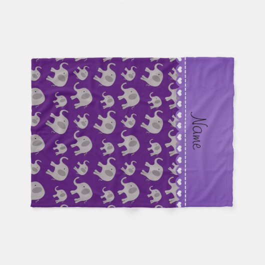 Aangepaste naam paarse grijze olifanten fleece deken (Voorkant (Horizontaal))