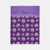 Aangepaste naam paarse grijze olifanten fleece deken (Voorkant)