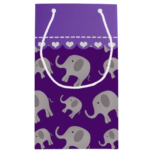 Aangepaste naam paarse grijze olifanten klein cadeauzakje (Achterkant)