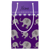 Aangepaste naam paarse grijze olifanten klein cadeauzakje (Voorkant)