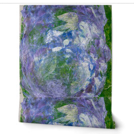 Aangepaste naam paarse groene abstract geschilderd behang