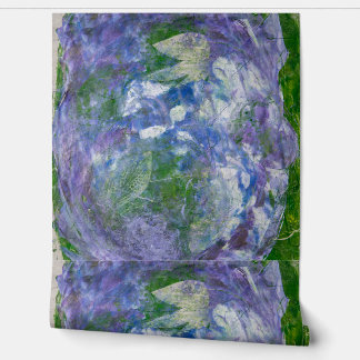 Aangepaste naam paarse groene abstract geschilderd behang