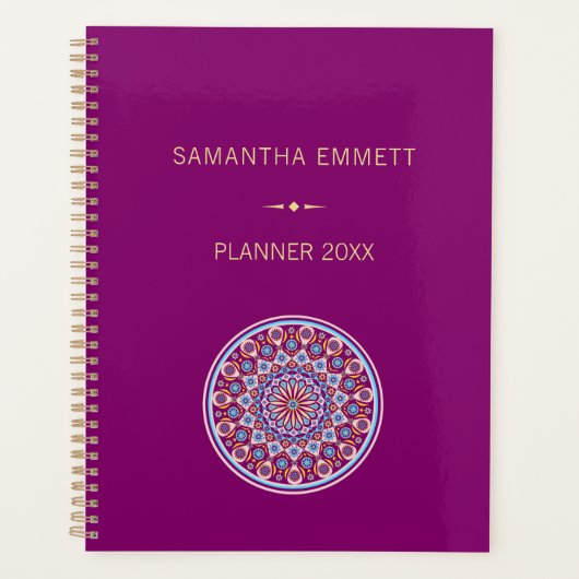 Aangepaste naam Paarse kleurrijke Mandala Planner (Voorkant)