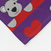 Aangepaste naam paarse koalas rode hartenstrepen fleece deken (Hoek)