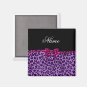 Aangepaste naam paarse leopard afdrukroze boog magneet (Voorkant / Achterkant)