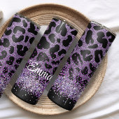 Aangepaste naam Paarse Leopard glitter Skinny Tumb Thermosbeker