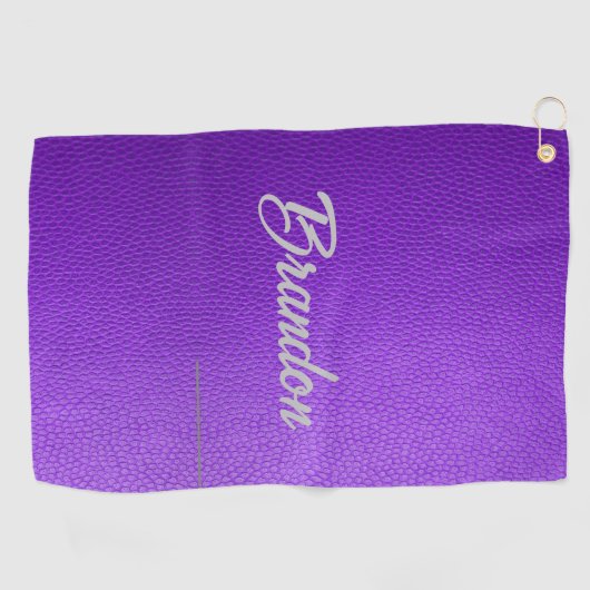 Aangepaste naam paarse leren golfhanddoek (Horizontaal)