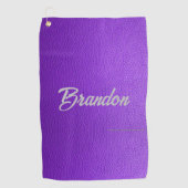 Aangepaste naam paarse leren golfhanddoek (Voorkant)