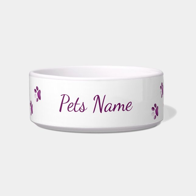 Aangepaste naam Paarse Pet Print Pet Bowl Voerbakje (Voorkant)