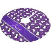 Aangepaste naam paarse pinguïns igloos sneeuwvlokk kerstboom rok (Gekanteld)