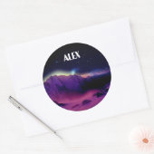 Aangepaste naam Paarse Planet Galaxy Space Sticker (Envelop)