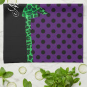 Aangepaste naam paarse polka stipt groene boeg theedoek (Gevouwen)