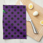 Aangepaste naam paarse polka stipt groene boeg theedoek (Quarter Fold)