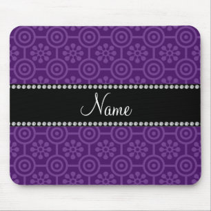 Aangepaste naam paarse retro bloemen muismat