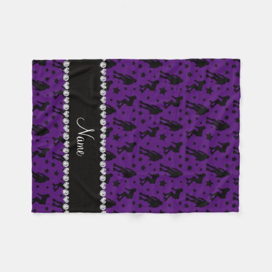 Aangepaste naam paarse roller derby sterren fleece deken (Voorkant (Horizontaal))