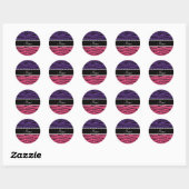 Aangepaste naam paarse roze glitter zebra stripe ronde sticker (Vel)