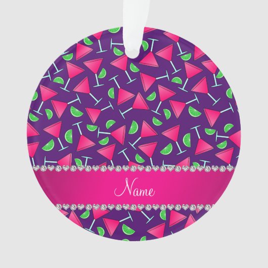 Aangepaste naam paarse roze kosmos lima ornament (voorkant)