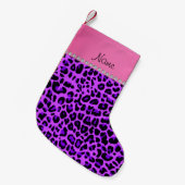 Aangepaste naam paarse roze strook kleine kerstsok (Voorkant (Hangend))