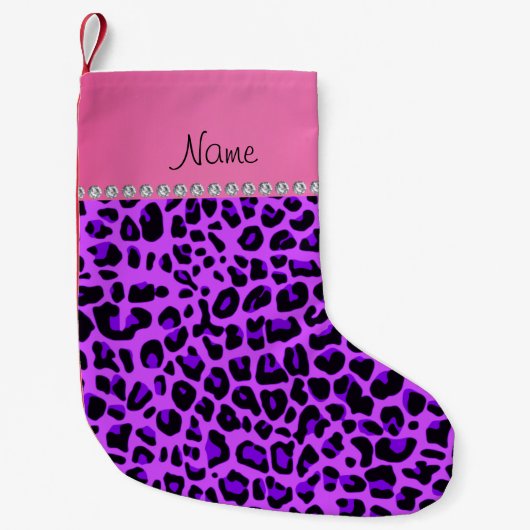 Aangepaste naam paarse roze strook kleine kerstsok (Voorkant)