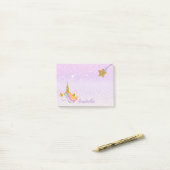 Aangepaste naam Paarse Sparkle Glitter Unicorn Post-it® Notes (Op bureau)