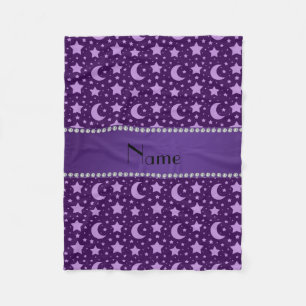 Aangepaste naam paarse sterren en manen fleece deken