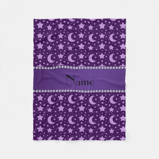 Aangepaste naam paarse sterren en manen fleece deken (Voorkant)