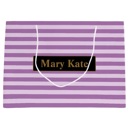Aangepaste naam Paarse strepen Groot Cadeauzakje (Voorkant)