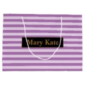 Aangepaste naam Paarse strepen Groot Cadeauzakje (Achterkant)