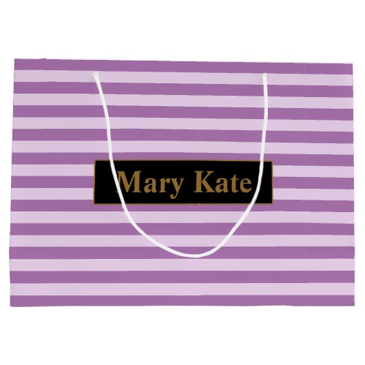 Aangepaste naam Paarse strepen Groot Cadeauzakje (Achterkant)