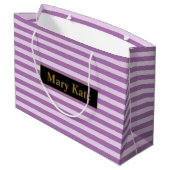 Aangepaste naam Paarse strepen Groot Cadeauzakje (Achterkant Gekanteld)