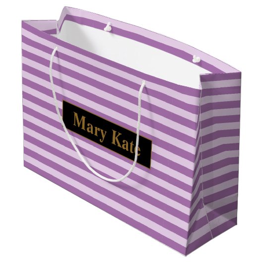 Aangepaste naam Paarse strepen Groot Cadeauzakje (Achterkant Gekanteld)