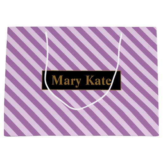 Aangepaste naam Paarse strepen Groot Cadeauzakje (Voorkant)