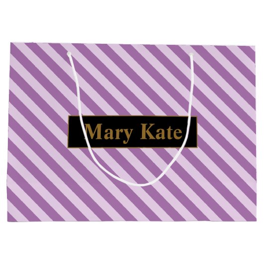 Aangepaste naam Paarse strepen Groot Cadeauzakje (Achterkant)