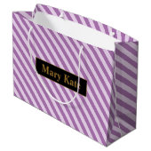 Aangepaste naam Paarse strepen Groot Cadeauzakje (Achterkant Gekanteld)