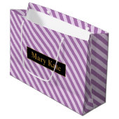 Aangepaste naam Paarse strepen Groot Cadeauzakje (Voorkant Gekanteld)