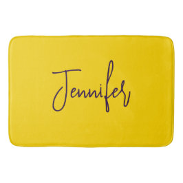 Aangepaste naam paarse tekst geel badmat