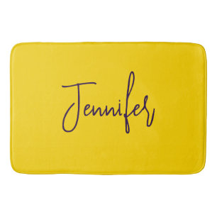 Aangepaste naam paarse tekst geel badmat
