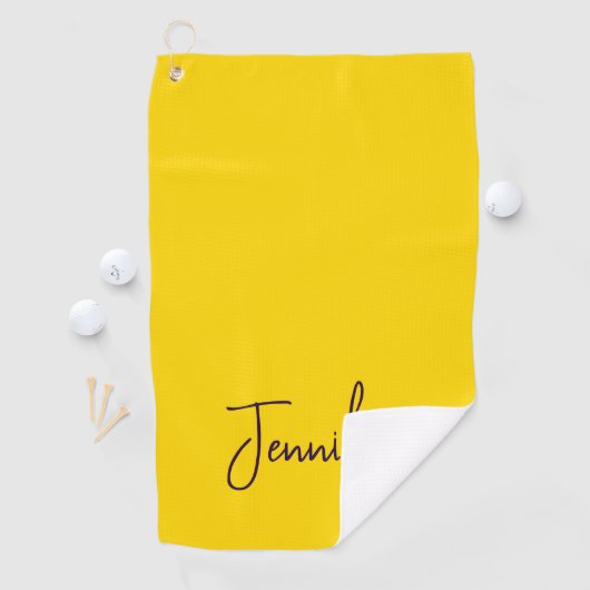 Aangepaste naam paarse tekst geel golfhanddoek (Insitu)