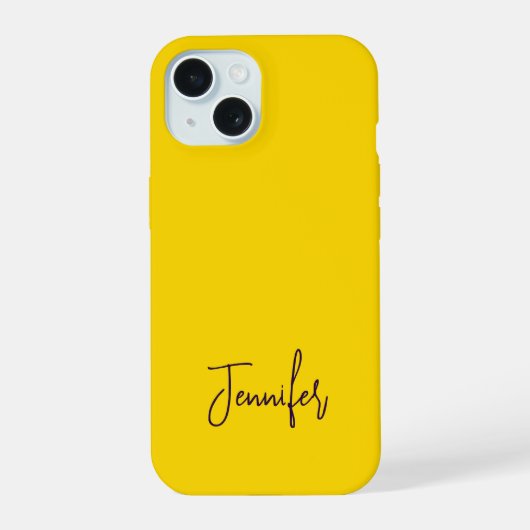 Aangepaste naam paarse tekst geel iPhone 15 case (Achterkant)