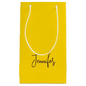 Aangepaste naam paarse tekst geel klein cadeauzakje (Voorkant)