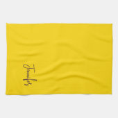 Aangepaste naam paarse tekst geel theedoek (Horizontaal)