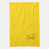 Aangepaste naam paarse tekst geel theedoek (Verticaal)