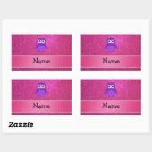 Aangepaste naam paarse uil roze glitter rechthoekige sticker (Vel)
