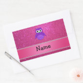 Aangepaste naam paarse uil roze glitter rechthoekige sticker (Envelop)